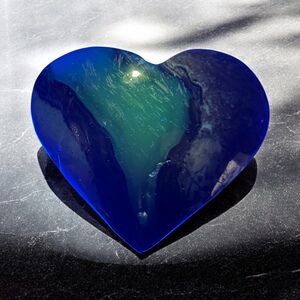 Volcano Agate Heart Carving UV Reactive (#13)‎
